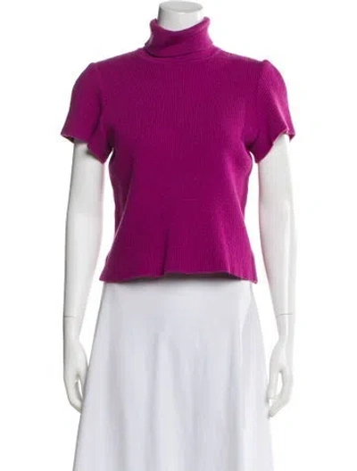 Pre-owned St John Wool Turtleneck Sweater In Purple