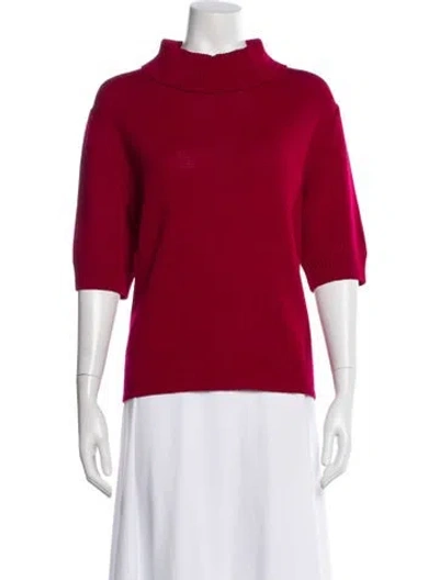 Pre-owned St John Wool Turtleneck Sweater In Red