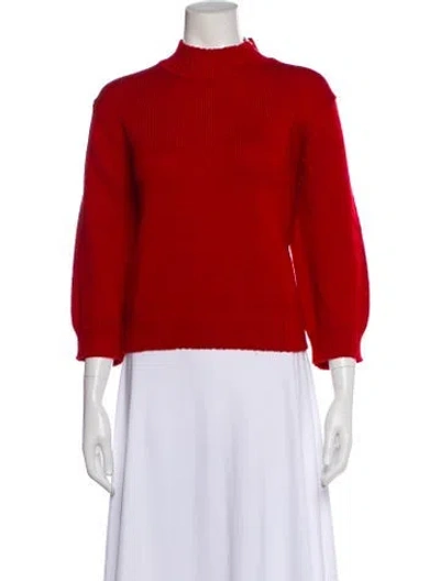 Pre-owned St John Wool Turtleneck Sweater In Red