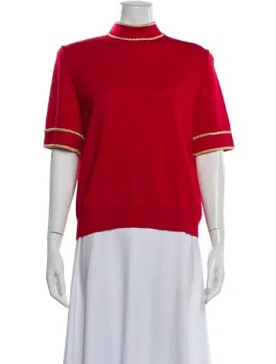 Pre-owned St John Wool Turtleneck Sweater In Red