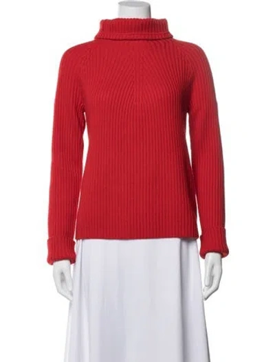 Pre-owned St John Wool Turtleneck Sweater In Red