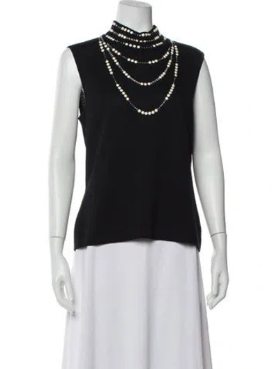 Pre-owned St John Wool Turtleneck Sweater W/ Tags In Black