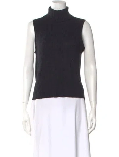 Pre-owned St John Wool Turtleneck Top In Black