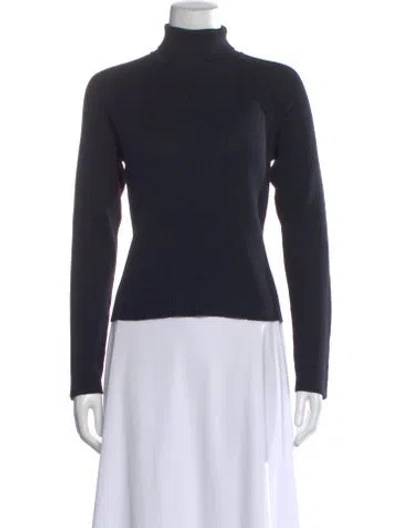 Pre-owned St John Wool Turtleneck Top In Blue