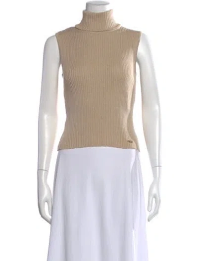 Pre-owned St John Wool Turtleneck Top In Neutral