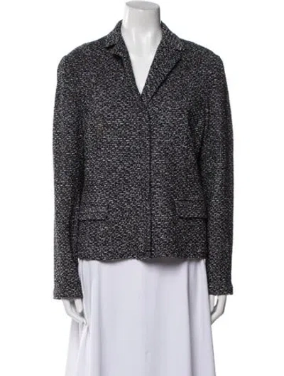 Pre-owned St John Wool Tweed Pattern Blazer In Black