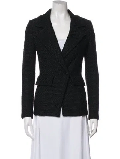 Pre-owned St John Wool Tweed Pattern Blazer In Black