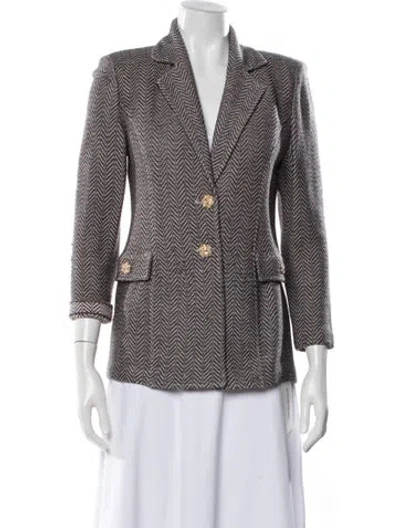 Pre-owned St John Wool Tweed Pattern Blazer In Black