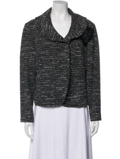 Pre-owned St John Wool Tweed Pattern Blazer In Black