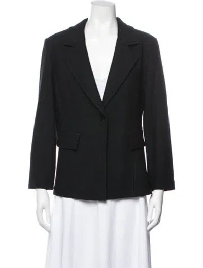 Pre-owned St John Wool Tweed Pattern Blazer In Black