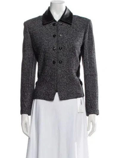 Pre-owned St John Wool Tweed Pattern Blazer In Black