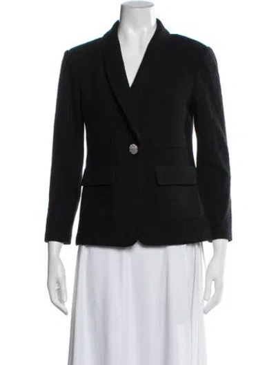Pre-owned St John Wool Tweed Pattern Blazer In Black