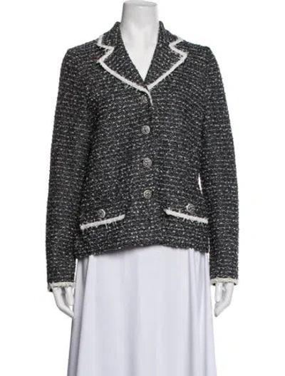 Pre-owned St John Wool Tweed Pattern Blazer In Black