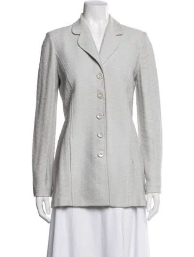 Pre-owned St John Wool Tweed Pattern Blazer In Blue