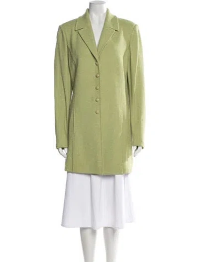 Pre-owned St John Wool Tweed Pattern Blazer In Green