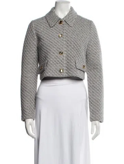 Pre-owned St John Wool Tweed Pattern Blazer In Multi