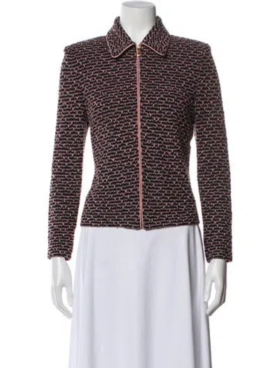 Pre-owned St John Wool Tweed Pattern Blazer In Multi