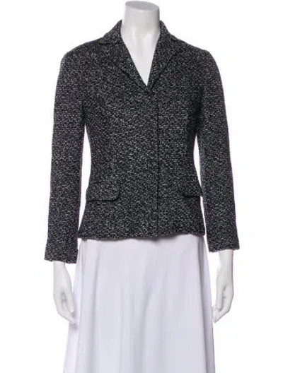 Pre-owned St John Wool Tweed Pattern Blazer In Multi