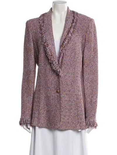 Pre-owned St John Wool Tweed Pattern Blazer In Multi