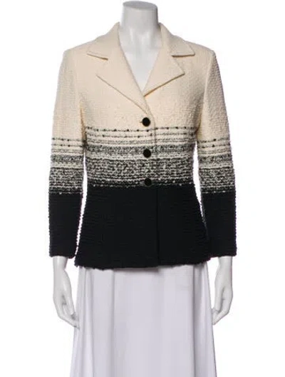 Pre-owned St John Wool Tweed Pattern Blazer In Multi