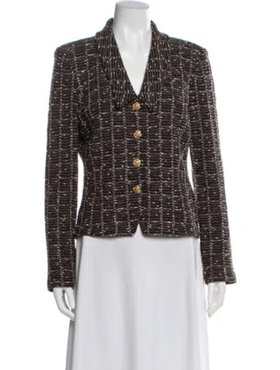 Pre-owned St John Wool Tweed Pattern Blazer In Multi