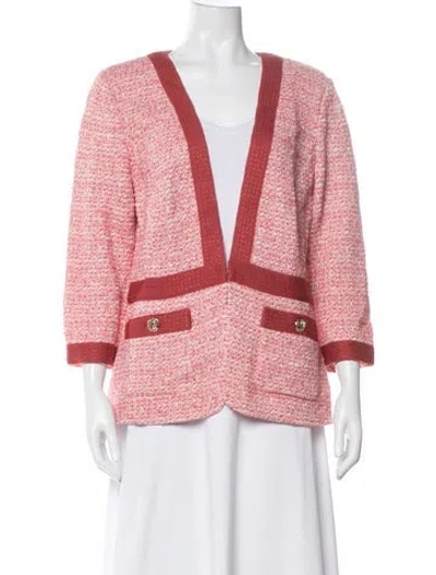 Pre-owned St John Wool Tweed Pattern Blazer In Multi