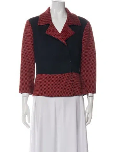 Pre-owned St John Wool Tweed Pattern Blazer In Multi