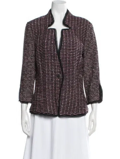 Pre-owned St John Wool Tweed Pattern Blazer In Multi
