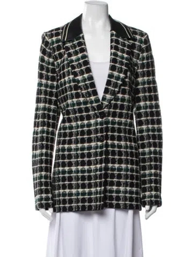 Pre-owned St John Wool Tweed Pattern Blazer In Multicolor