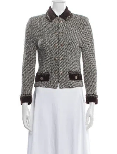 Pre-owned St John Wool Tweed Pattern Blazer In Multicolor