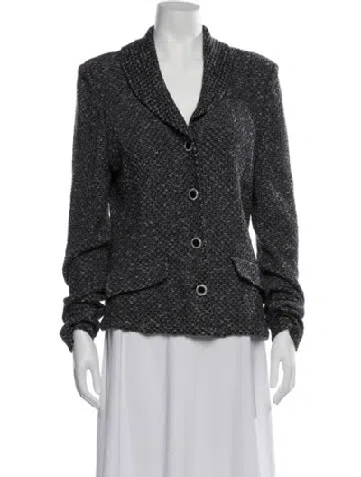 Pre-owned St John Wool Tweed Pattern Blazer In Multicolor