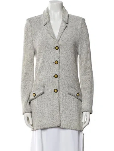 Pre-owned St John Wool Tweed Pattern Blazer In Neutral
