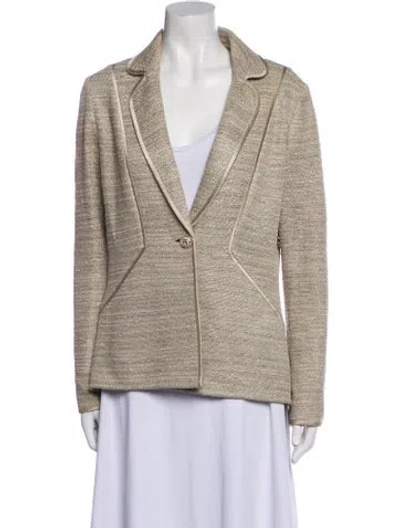 Pre-owned St John Wool Tweed Pattern Blazer In Neutral