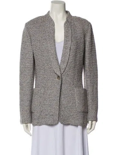 Pre-owned St John Wool Tweed Pattern Blazer In Neutral
