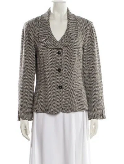 Pre-owned St John Wool Tweed Pattern Blazer In Neutral