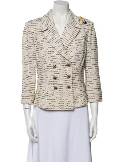Pre-owned St John Wool Tweed Pattern Blazer In Neutral