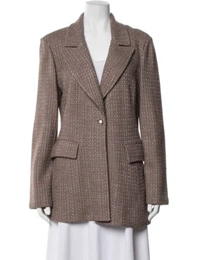 Pre-owned St John Wool Tweed Pattern Blazer In Neutral