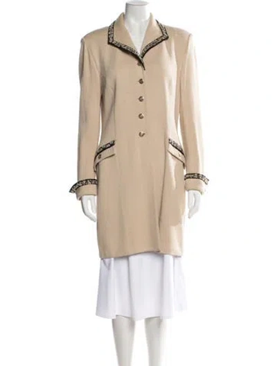 Pre-owned St John Wool Tweed Pattern Blazer In Neutral