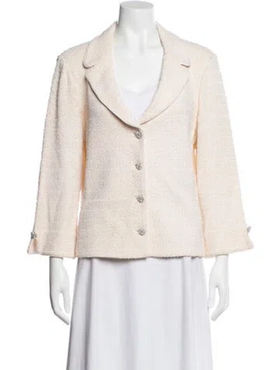 Pre-owned St John Wool Tweed Pattern Blazer In Neutral