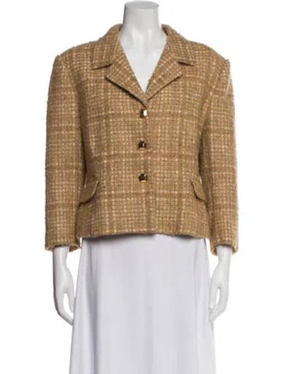 Pre-owned St John Wool Tweed Pattern Blazer In Neutral