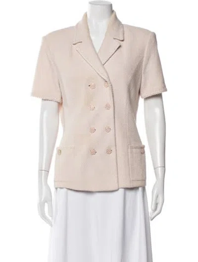 Pre-owned St John Wool Tweed Pattern Blazer In Neutral
