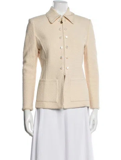 Pre-owned St John Wool Tweed Pattern Blazer In Neutrals