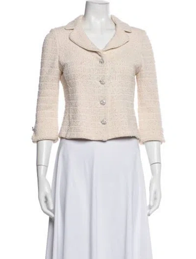 Pre-owned St John Wool Tweed Pattern Blazer In Neutrals