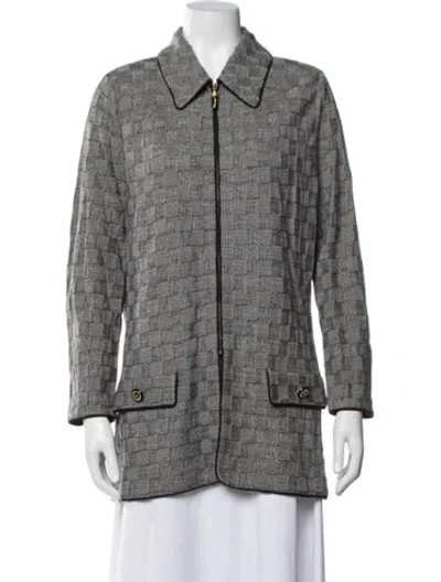 Pre-owned St John Wool Tweed Pattern Blazer In Neutrals
