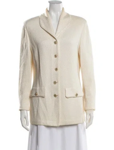 Pre-owned St John Wool Tweed Pattern Blazer In Neutrals