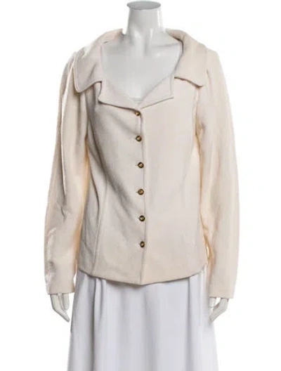 Pre-owned St John Wool Tweed Pattern Blazer In Neutrals