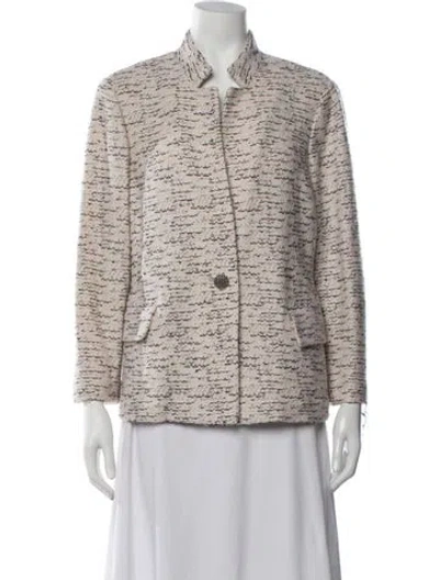 Pre-owned St John Wool Tweed Pattern Blazer In Neutrals