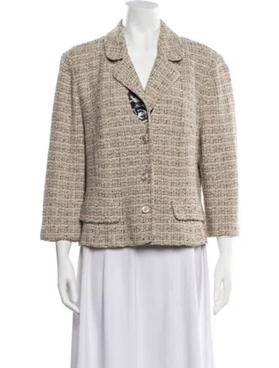 Pre-owned St John Wool Tweed Pattern Blazer In Neutrals