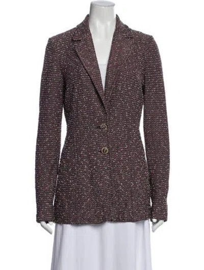 Pre-owned St John Wool Tweed Pattern Blazer In Pink