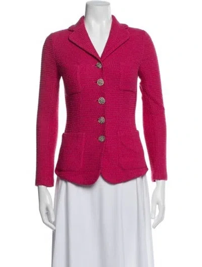 Pre-owned St John Wool Tweed Pattern Blazer In Pink